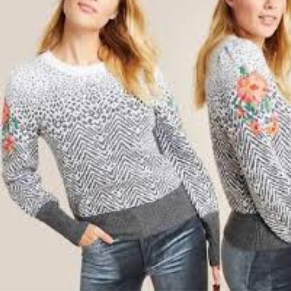 Anthropologie Embroidered M Sweater - Picture 1 of 10